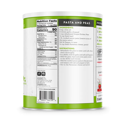 ReadyWise Freeze-Dried Peas - 17 Serving #10 Can