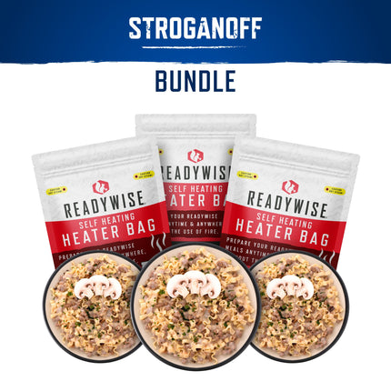 ReadyWise Self Heating Kit - Savory Style Stroganoff + Snack Bundle