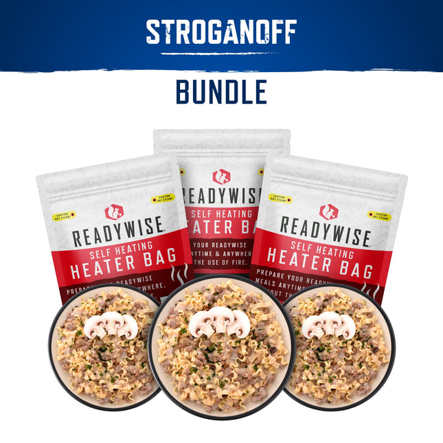 ReadyWise Self Heating Kit - Savory Style Stroganoff + Snack Bundle